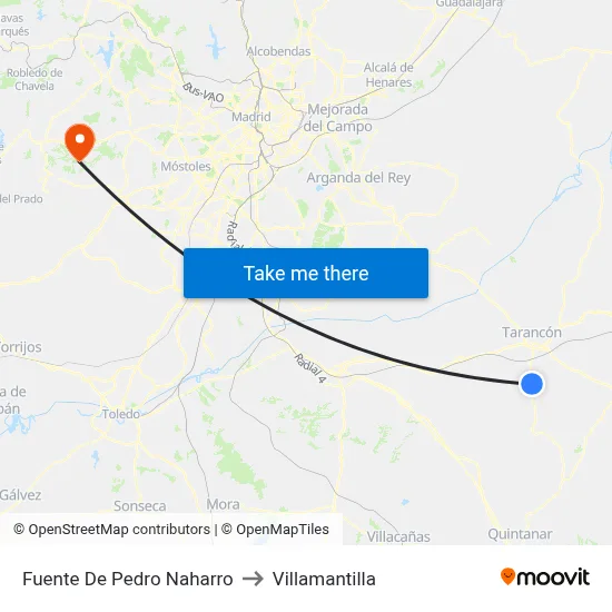 Fuente De Pedro Naharro to Villamantilla map