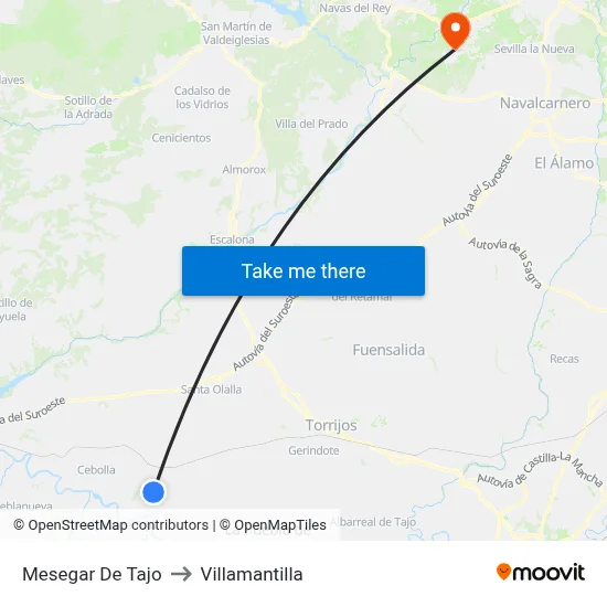 Mesegar De Tajo to Villamantilla map