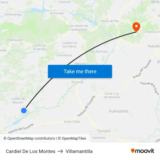 Cardiel De Los Montes to Villamantilla map