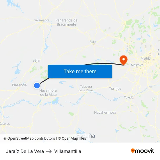 Jaraíz De La Vera to Villamantilla map