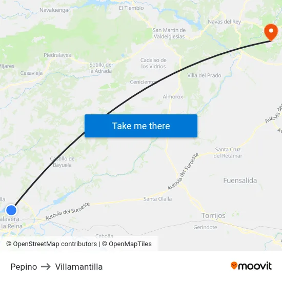 Pepino to Villamantilla map