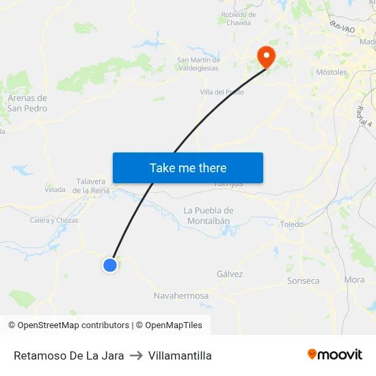 Retamoso De La Jara to Villamantilla map