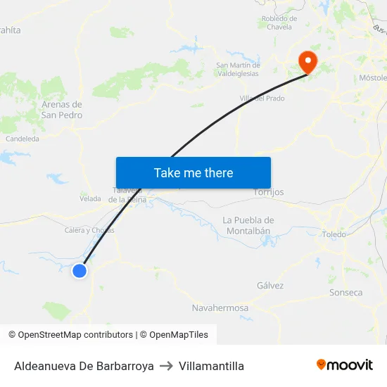 Aldeanueva De Barbarroya to Villamantilla map