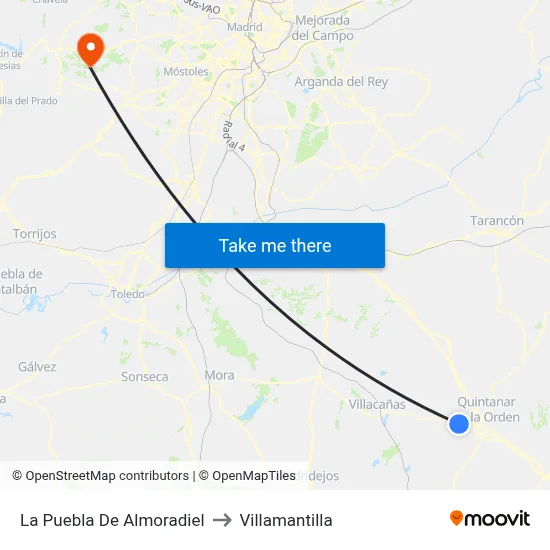 La Puebla De Almoradiel to Villamantilla map