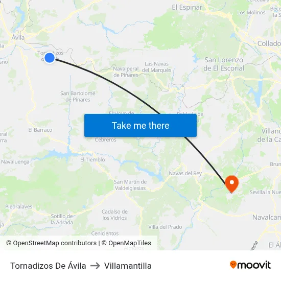 Tornadizos De Ávila to Villamantilla map