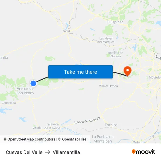 Cuevas Del Valle to Villamantilla map