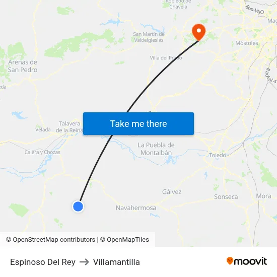 Espinoso Del Rey to Villamantilla map