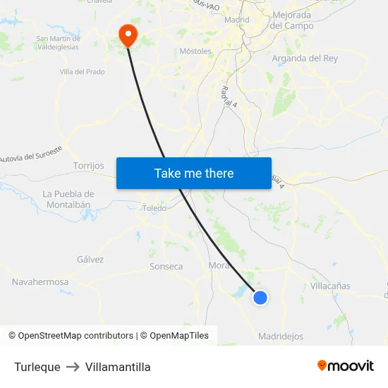 Turleque to Villamantilla map