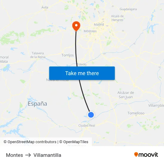 Montes to Villamantilla map