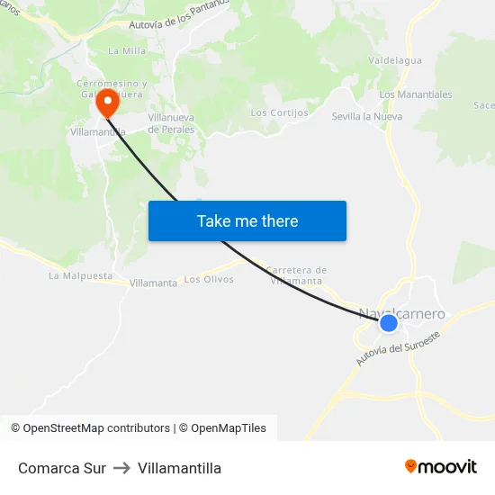 Comarca Sur to Villamantilla map