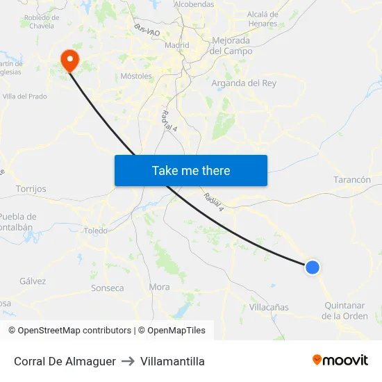 Corral De Almaguer to Villamantilla map