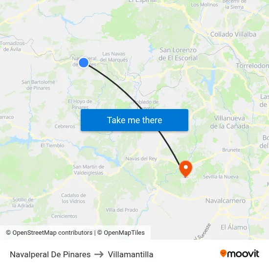 Navalperal De Pinares to Villamantilla map