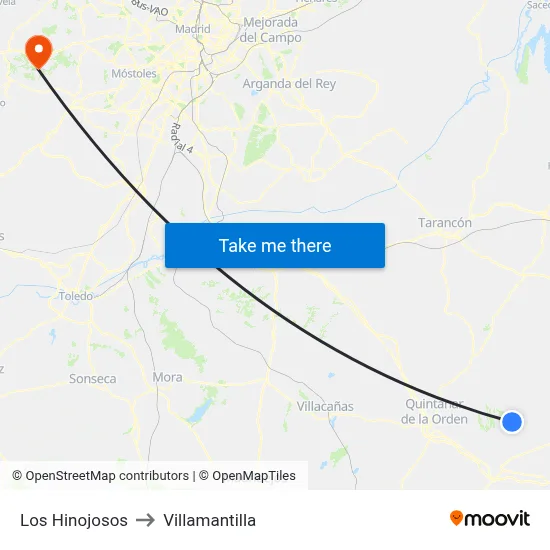 Los Hinojosos to Villamantilla map