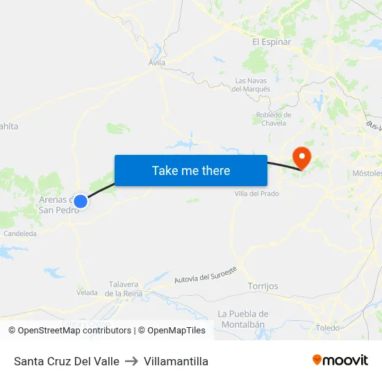 Santa Cruz Del Valle to Villamantilla map