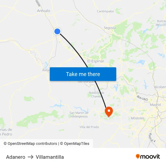 Adanero to Villamantilla map