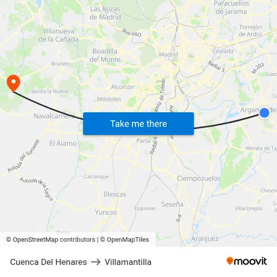 Cuenca Del Henares to Villamantilla map