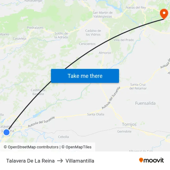 Talavera De La Reina to Villamantilla map
