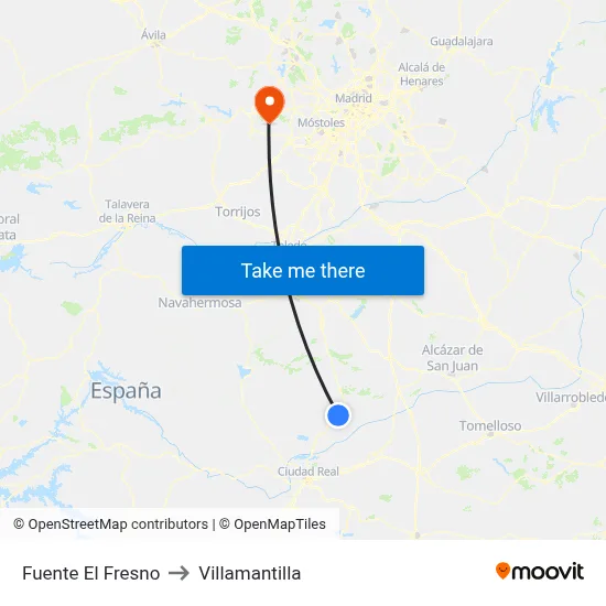 Fuente El Fresno to Villamantilla map