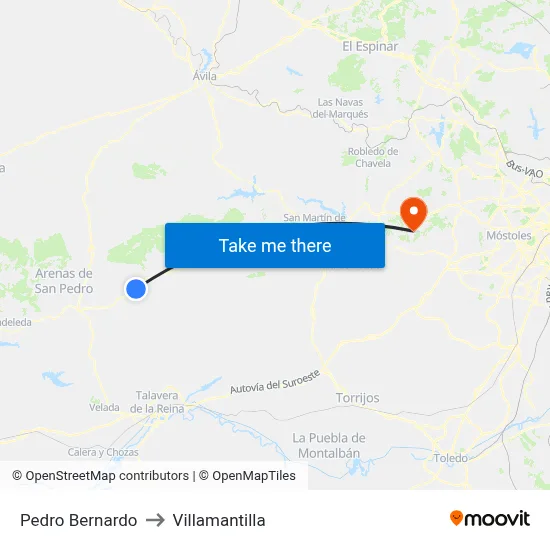 Pedro Bernardo to Villamantilla map