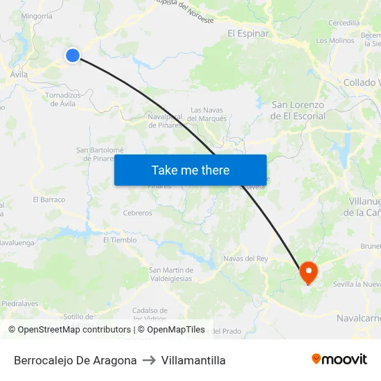 Berrocalejo De Aragona to Villamantilla map
