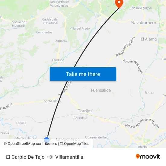 El Carpio De Tajo to Villamantilla map
