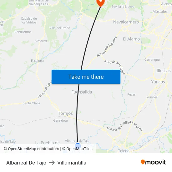 Albarreal De Tajo to Villamantilla map