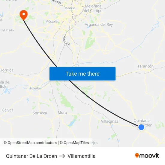 Quintanar De La Orden to Villamantilla map