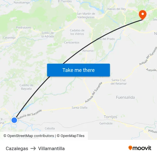 Cazalegas to Villamantilla map