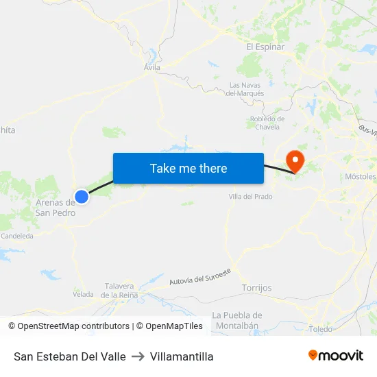 San Esteban Del Valle to Villamantilla map