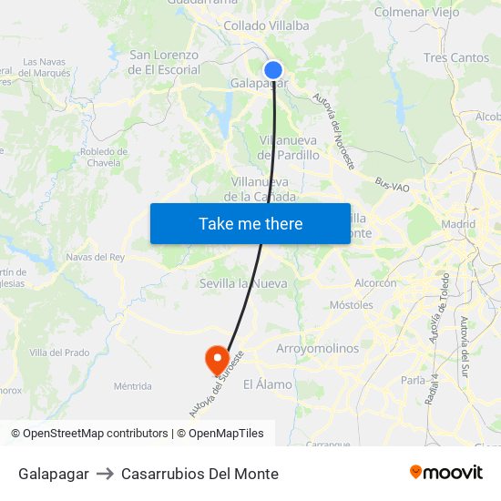 Galapagar to Casarrubios Del Monte map