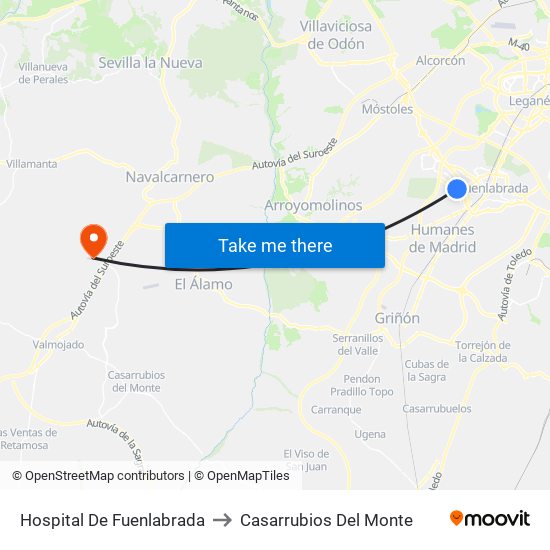 Hospital De Fuenlabrada to Casarrubios Del Monte map