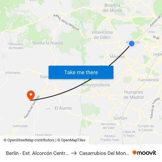 Berlín - Est. Alcorcón Central to Casarrubios Del Monte map