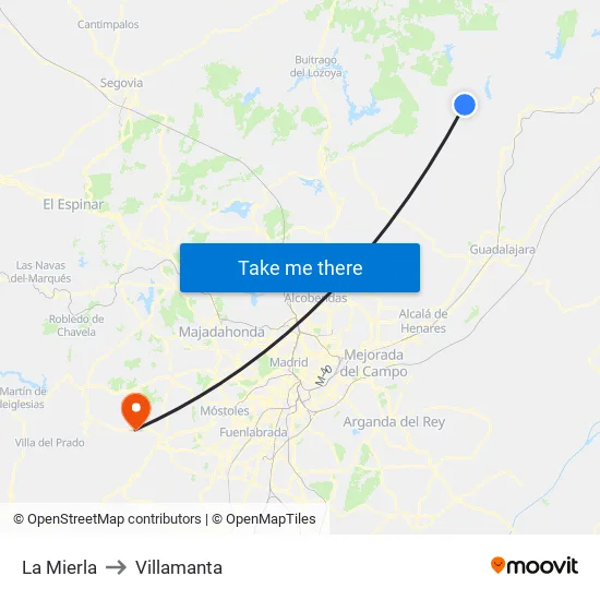 La Mierla to Villamanta map