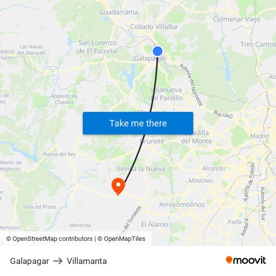 Galapagar to Villamanta map