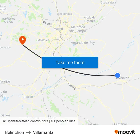 Belinchón to Villamanta map