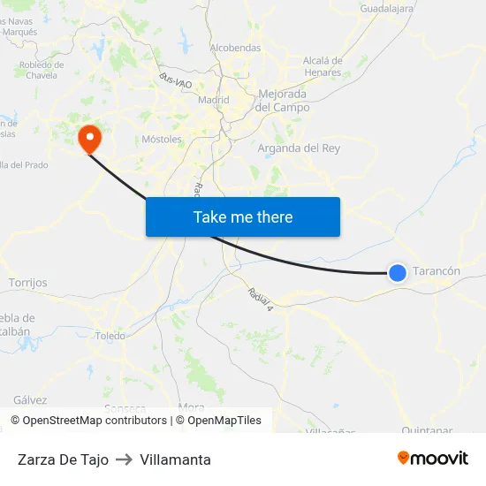 Zarza De Tajo to Villamanta map
