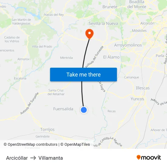 Arcicóllar to Villamanta map