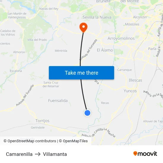 Camarenilla to Villamanta map