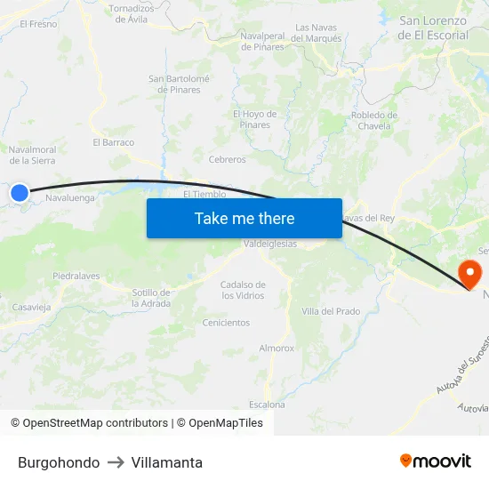 Burgohondo to Villamanta map
