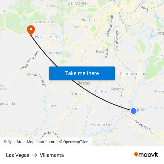 Las Vegas to Villamanta map