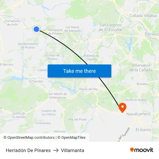 Herradón De Pinares to Villamanta map