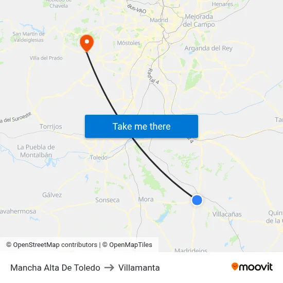 Mancha Alta De Toledo to Villamanta map