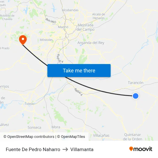 Fuente De Pedro Naharro to Villamanta map