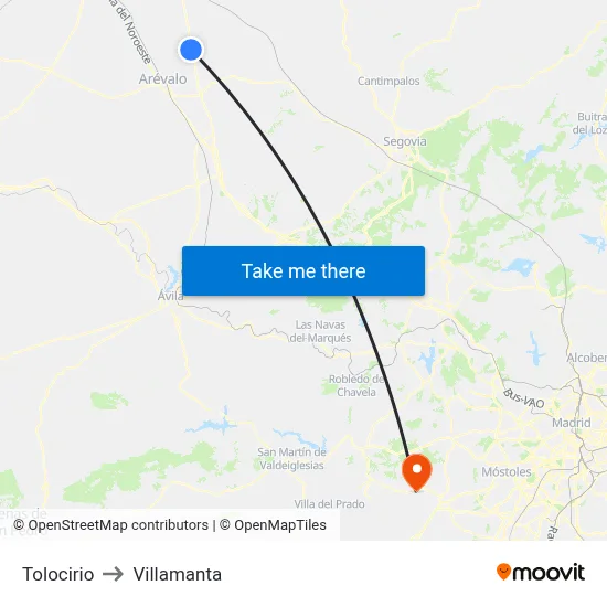 Tolocirio to Villamanta map
