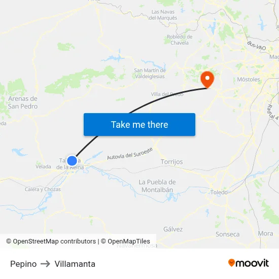 Pepino to Villamanta map