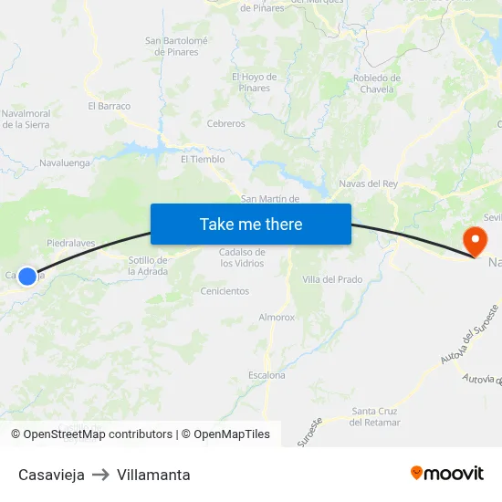 Casavieja to Villamanta map