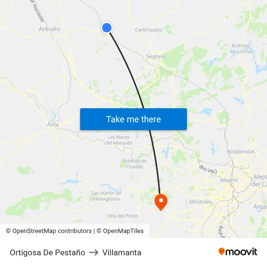 Ortigosa De Pestaño to Villamanta map