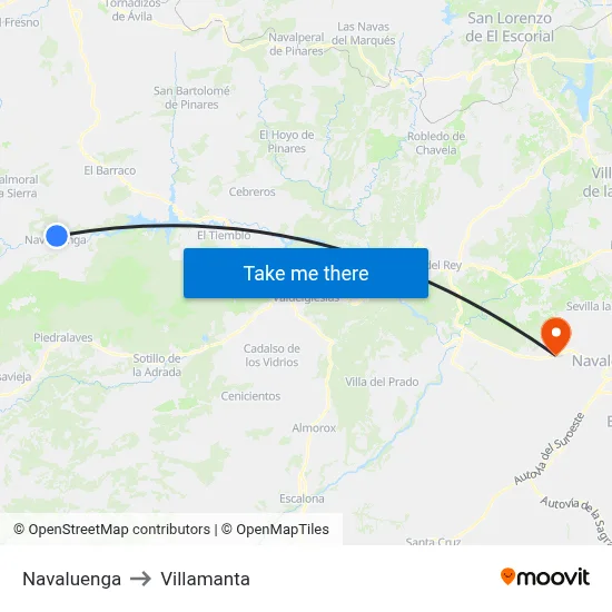 Navaluenga to Villamanta map