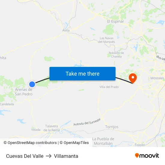 Cuevas Del Valle to Villamanta map