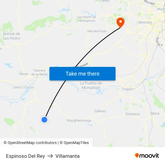 Espinoso Del Rey to Villamanta map